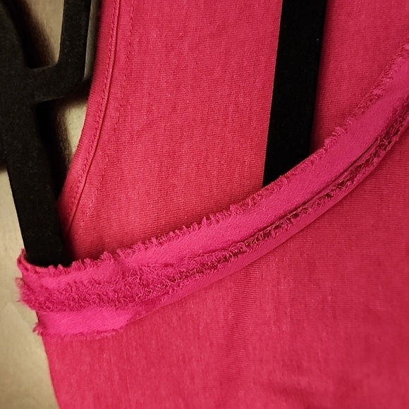 Chicos Dark Pink 3/4 Sleeve Tee with collared ruffle sz 3 (XL) - Picture 6 of 7